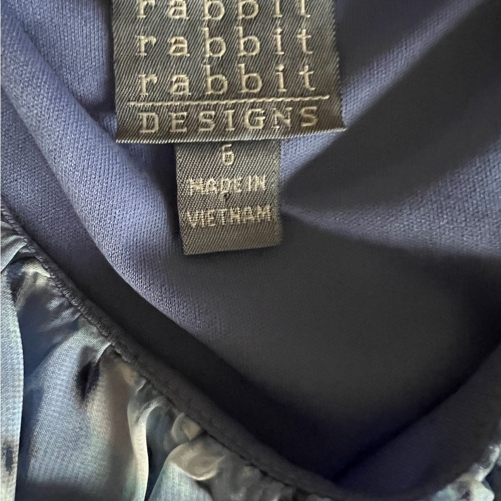 BRAND NEW Rabbit Rabbit Rabbit Light Blue Print Dress with Belt SZ.6 - Picture 3 of 7